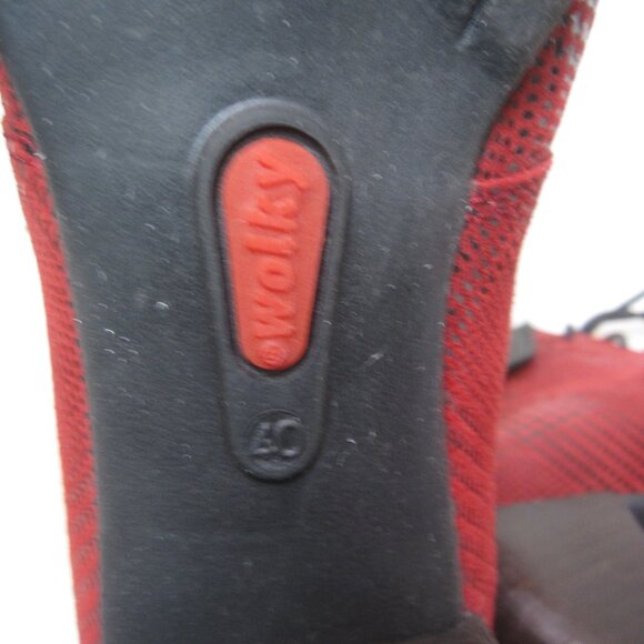 Wolky Size 40 US 9 Jacquerie Red Black Heeled Booties Boots Womens Plaid - Picture 9 of 10